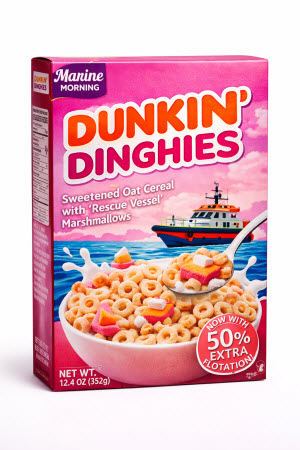 Crunchy Gimmegrants cereal box